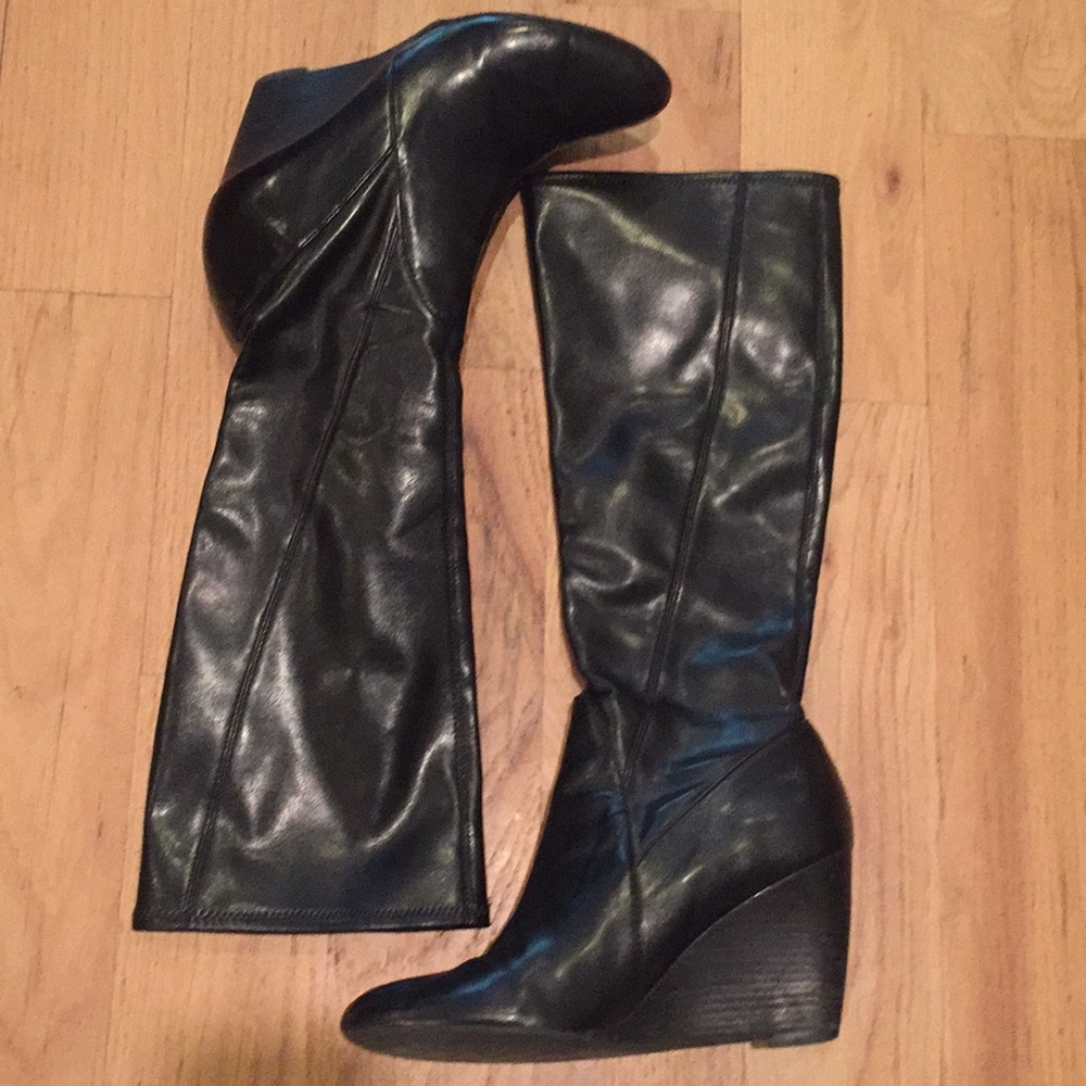 Black Franco Sarto Wedge Boots.